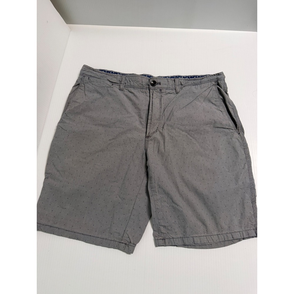 Banana Republic Aiden Short Mens 34 Grey Polka Dot Micro Check Chino Shorts